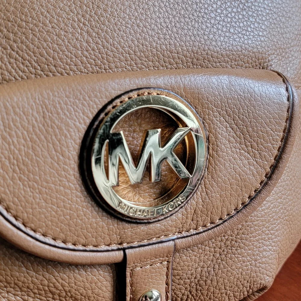 Michael Kors Fulton Hobo Tan Pebbled Leather Shoulder Bag